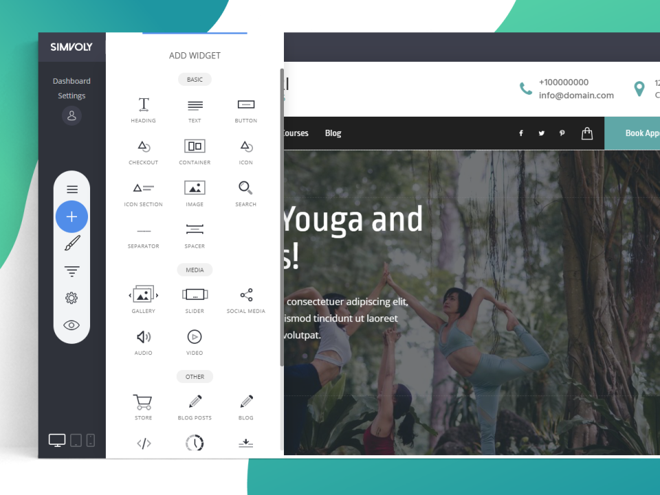 screenshot of Simvoly