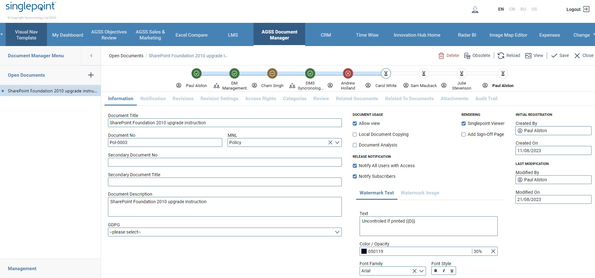 screenshot of Singlepoint