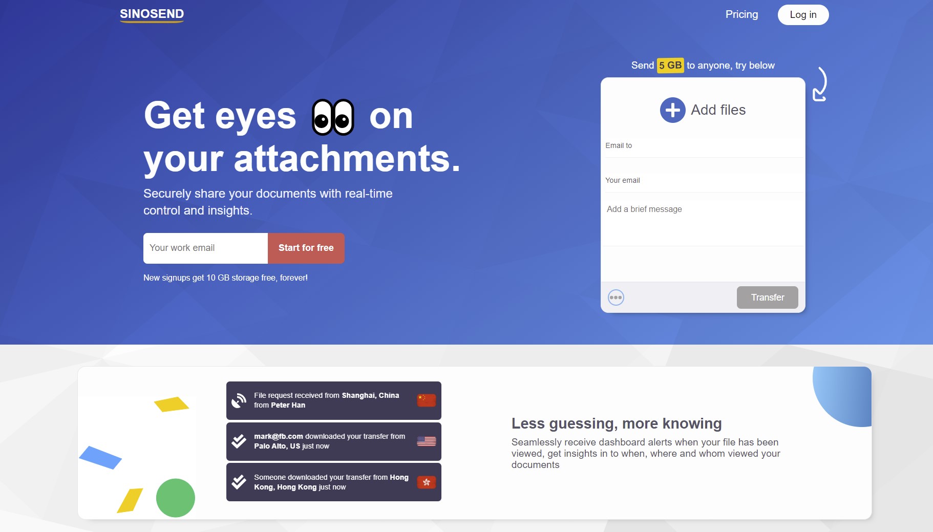 screenshot of Sinosend