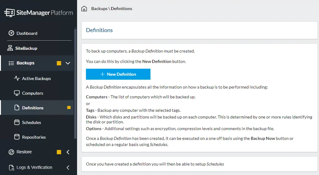 screenshot of SiteBackup