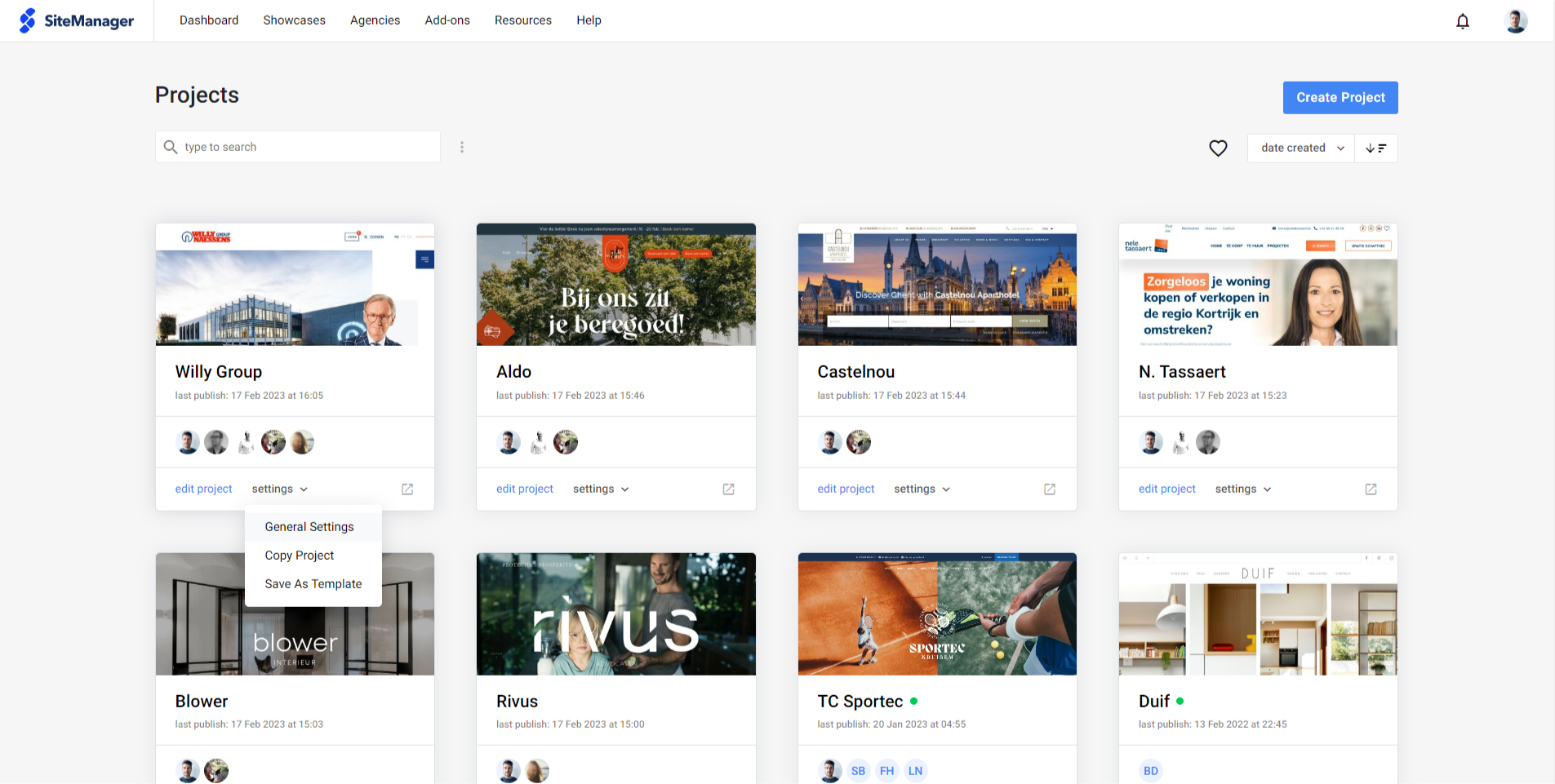 screenshot of SiteManager