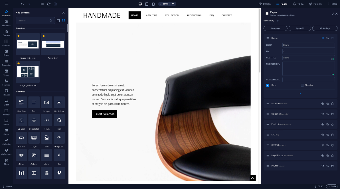 screenshot of Sitejet