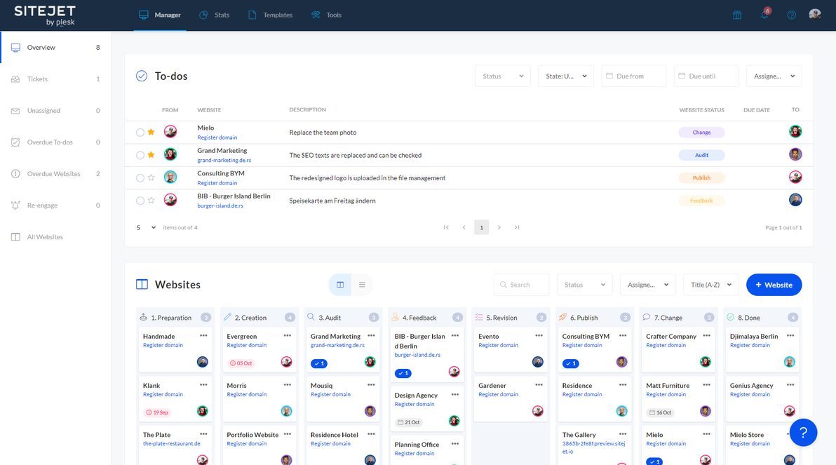 screenshot of Sitejet