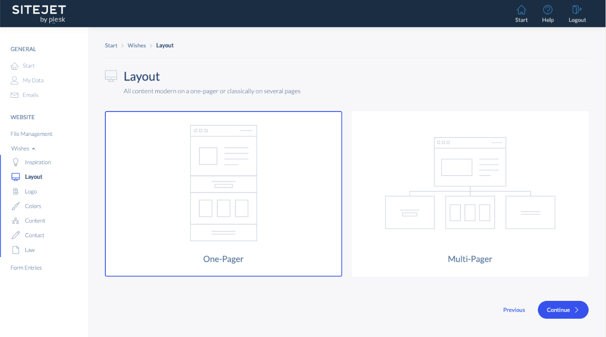 screenshot of Sitejet