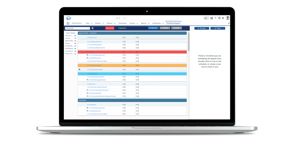 screenshot of Sitetracker