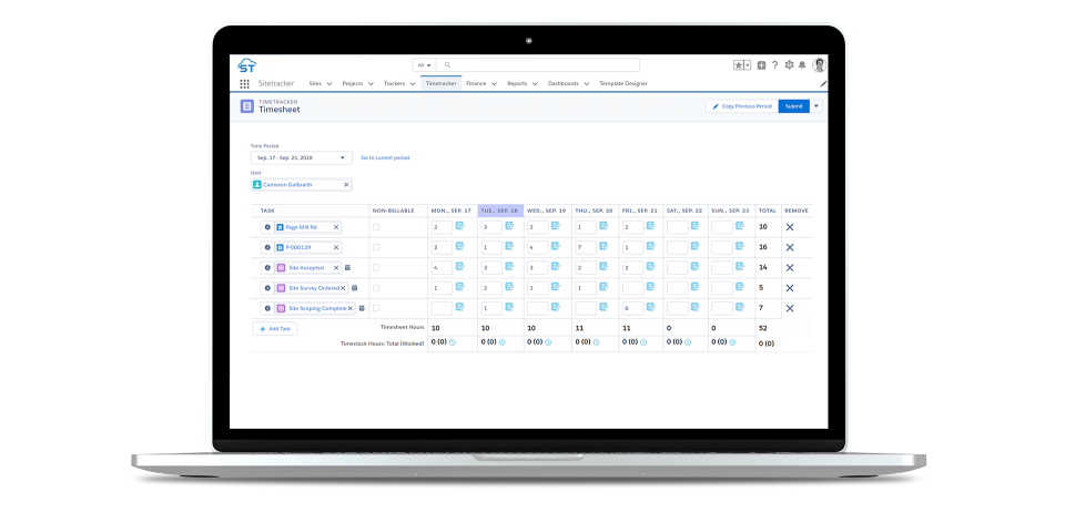 screenshot of Sitetracker