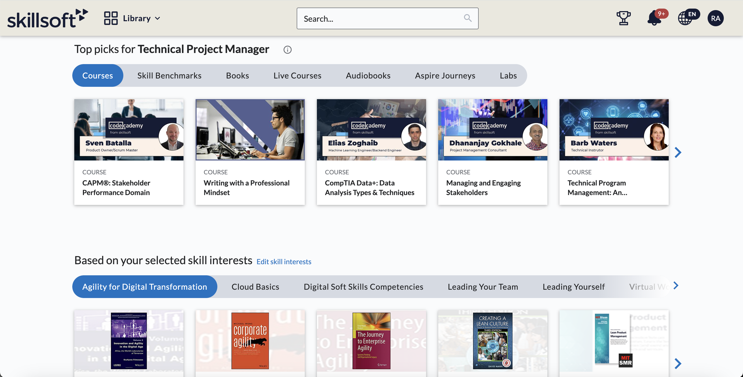 screenshot of Skillsoft