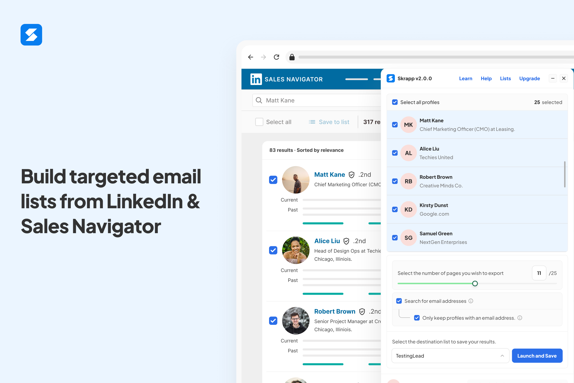 screenshot of Skrapp.io