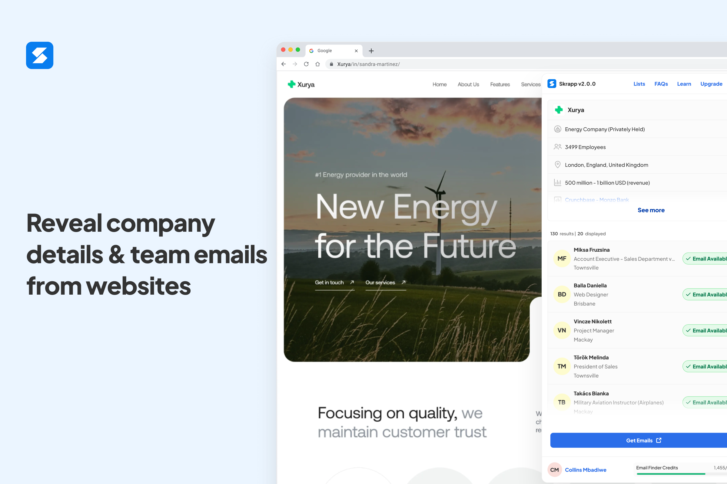 screenshot of Skrapp.io