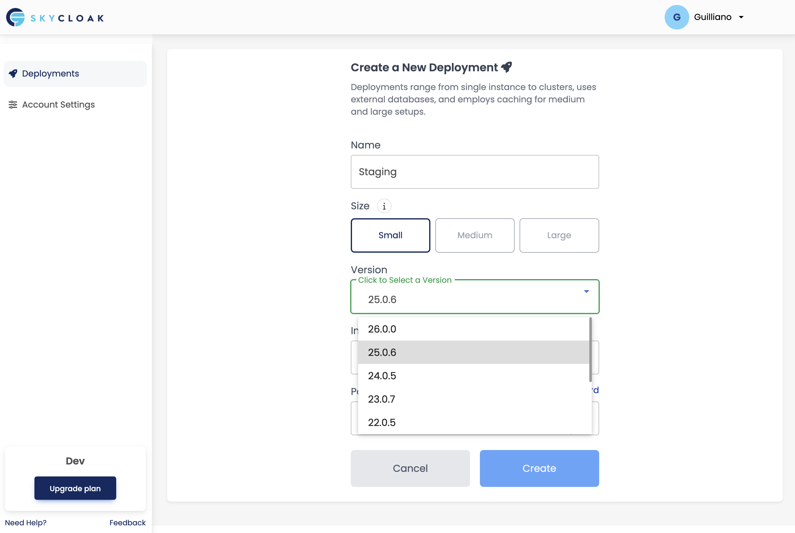screenshot of Skycloak