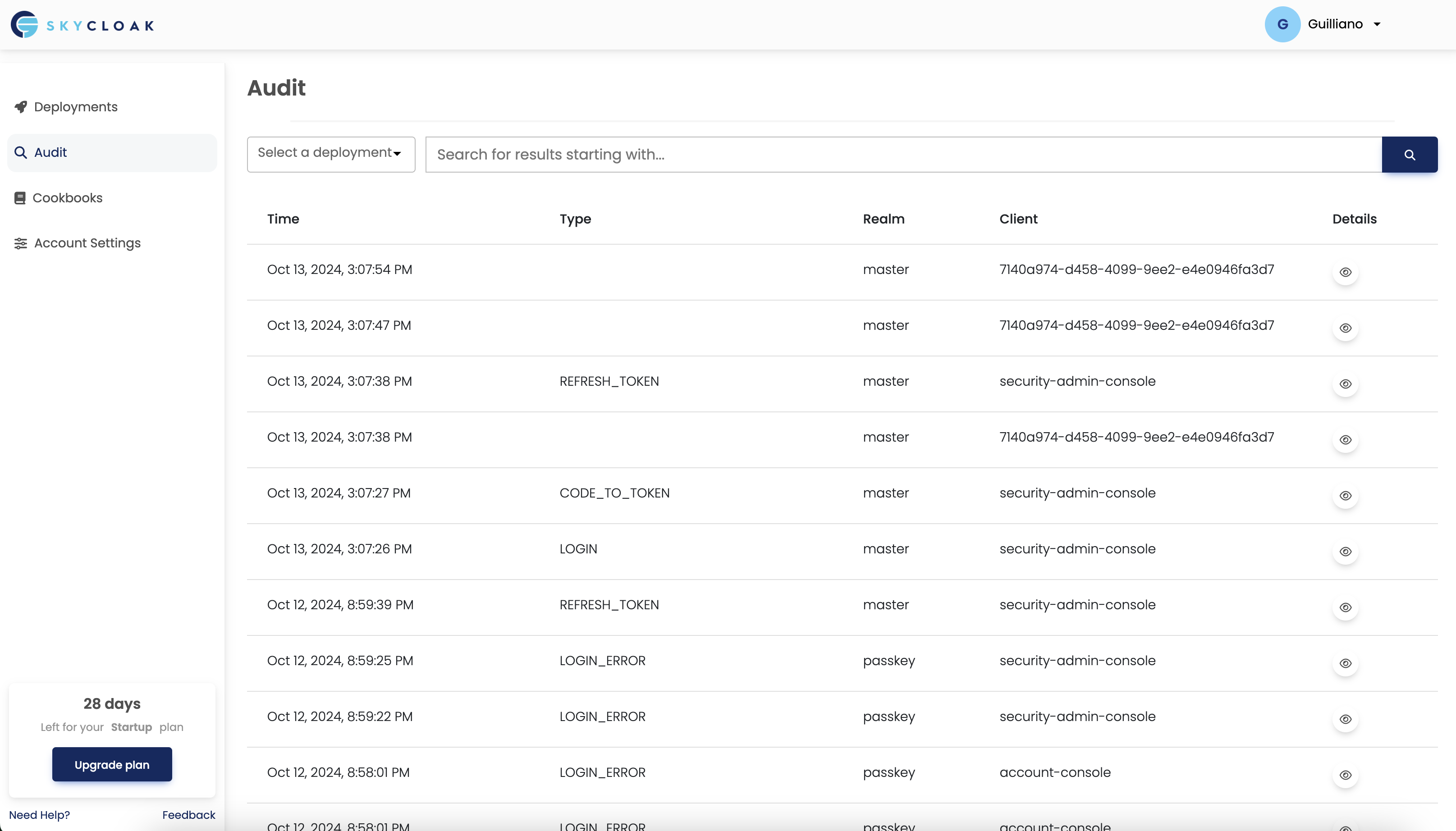 screenshot of Skycloak