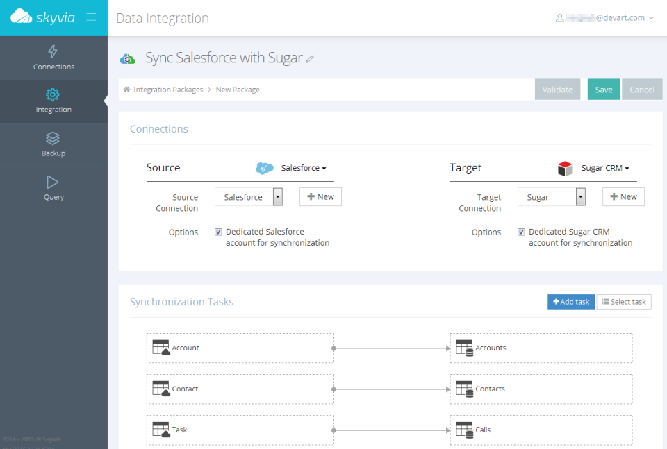 screenshot of Skyvia