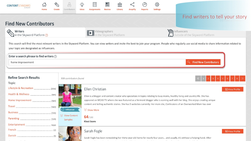 screenshot of Skyword