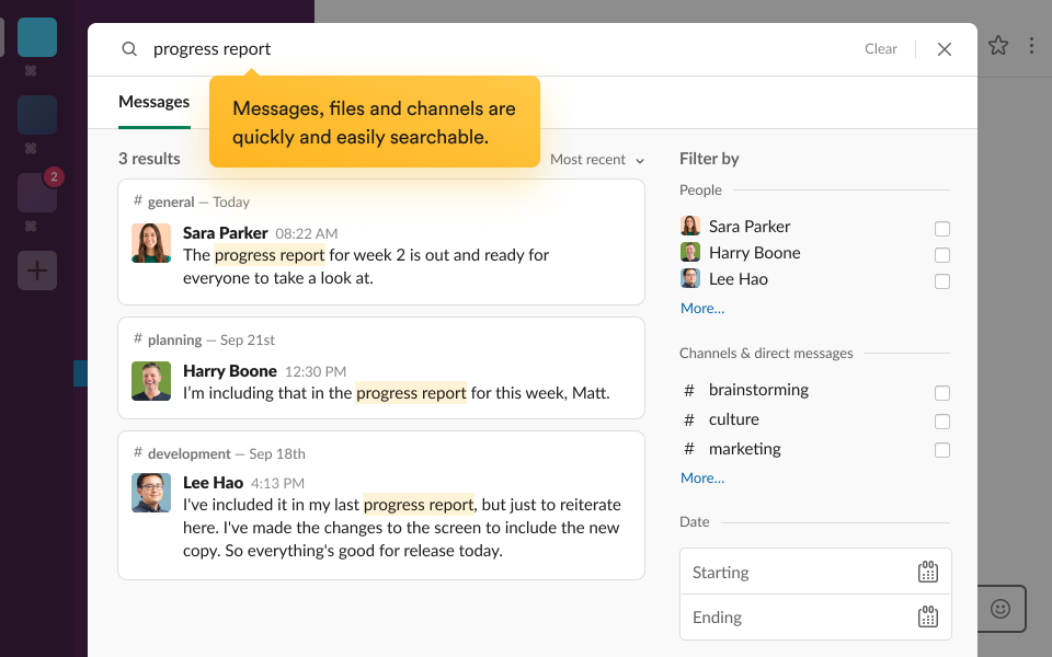 screenshot of Slack