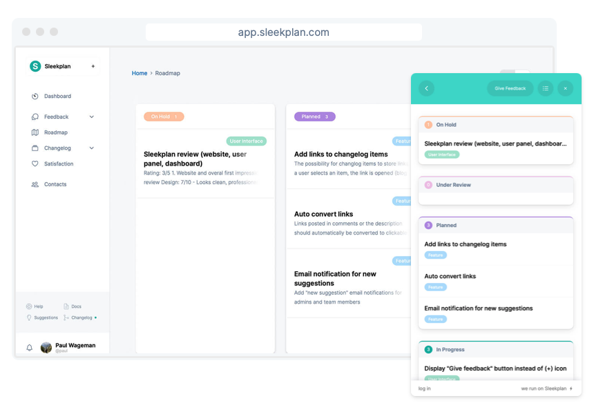 screenshot of Sleekplan