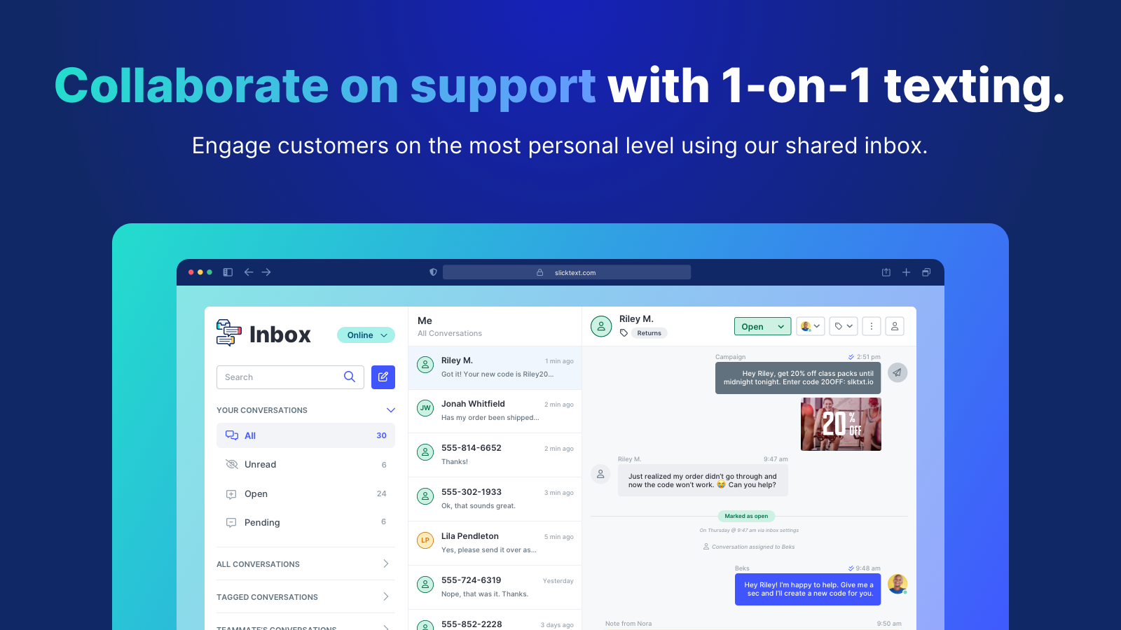 screenshot of SlickText