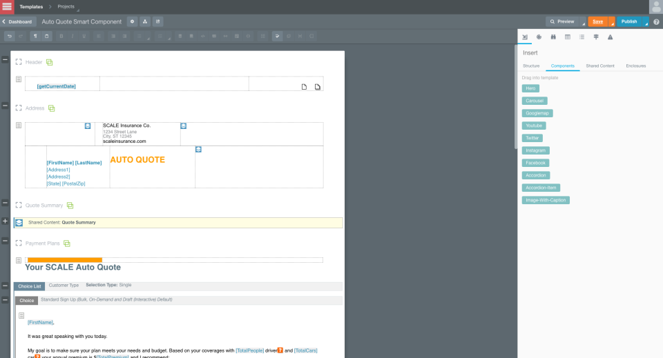 screenshot of SmartCOMM