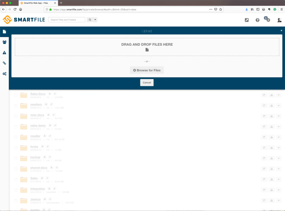 screenshot of SmartFile