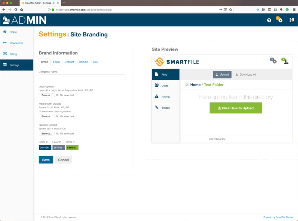 screenshot of SmartFile