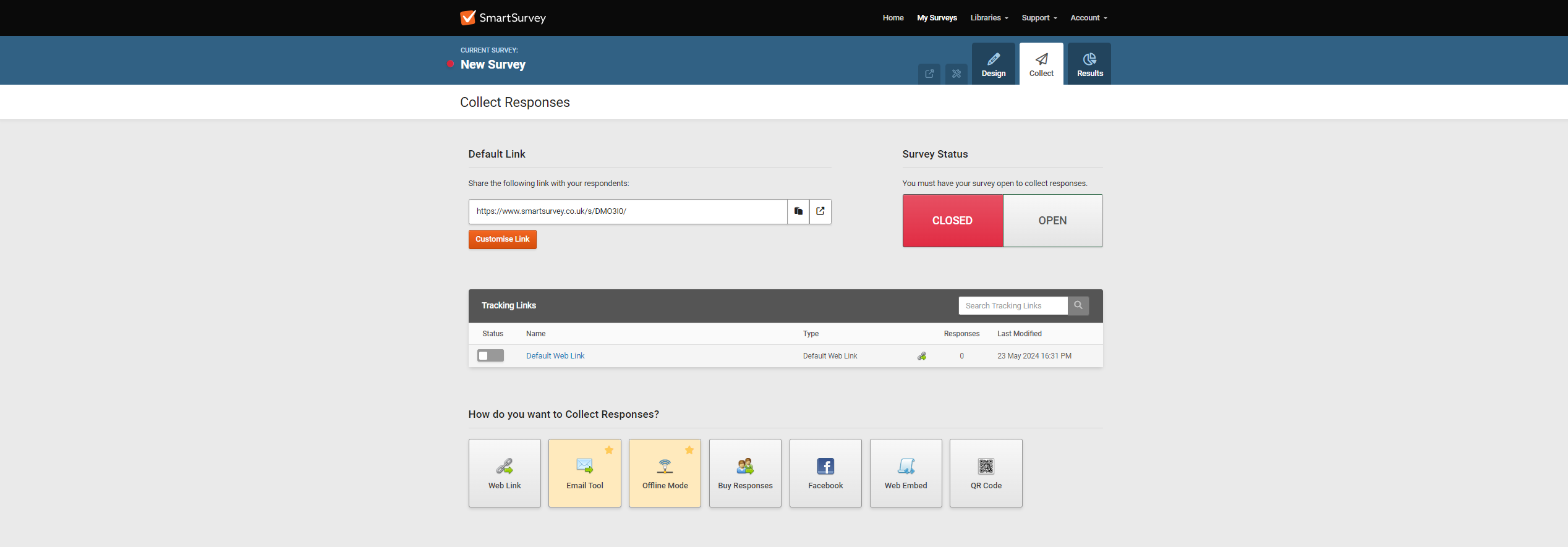 screenshot of SmartSurvey
