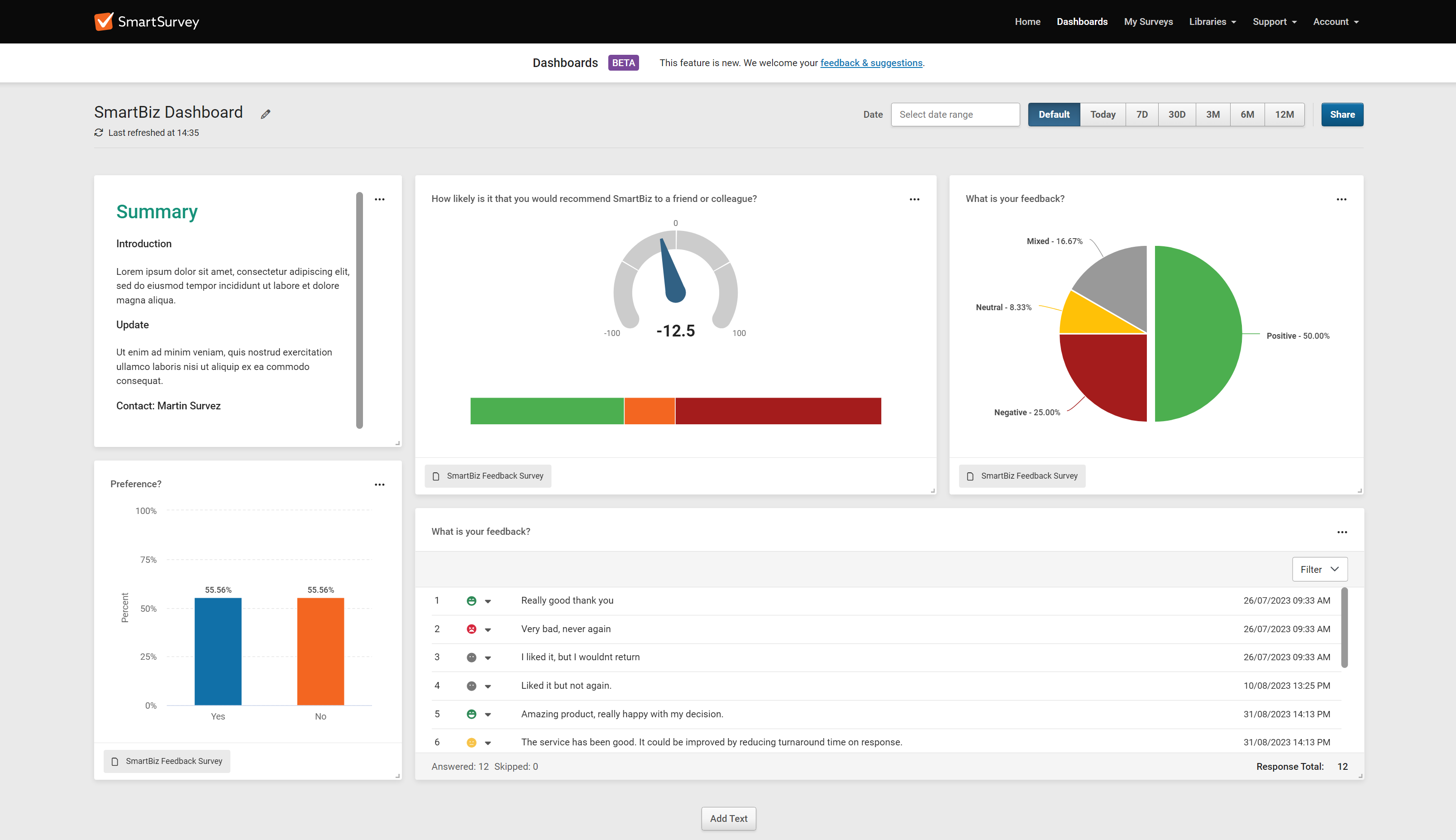 screenshot of SmartSurvey
