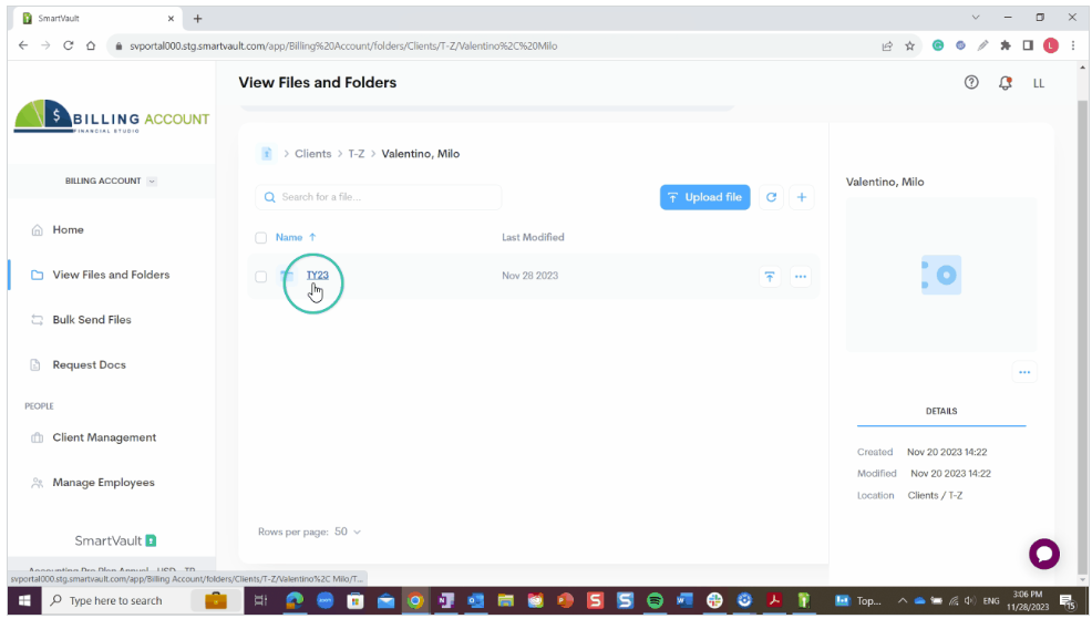 screenshot of SmartVault