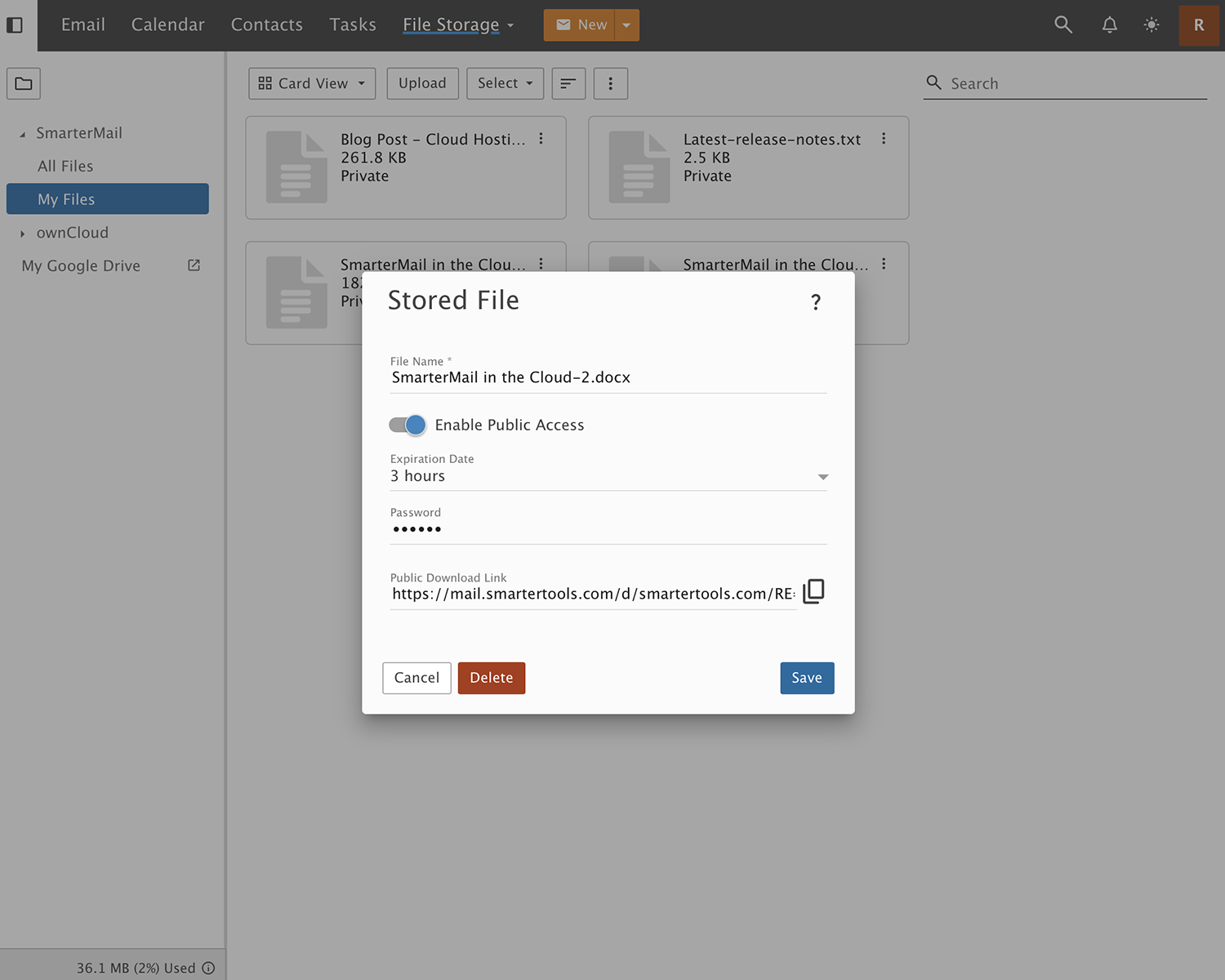 screenshot of SmarterMail