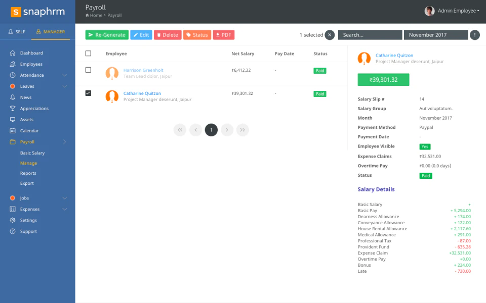 screenshot of SnapHRM