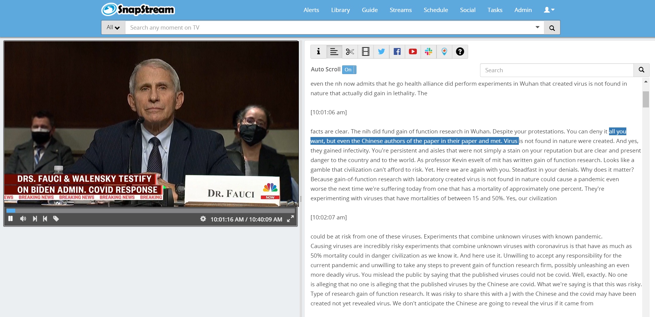 screenshot of SnapStream