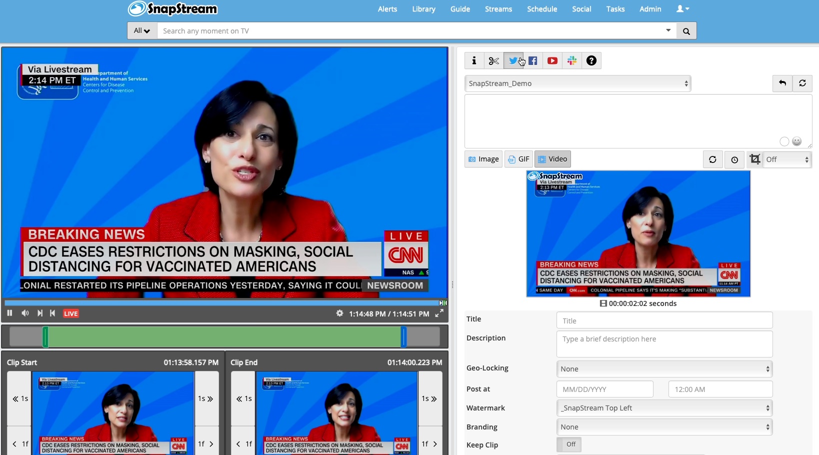 screenshot of SnapStream