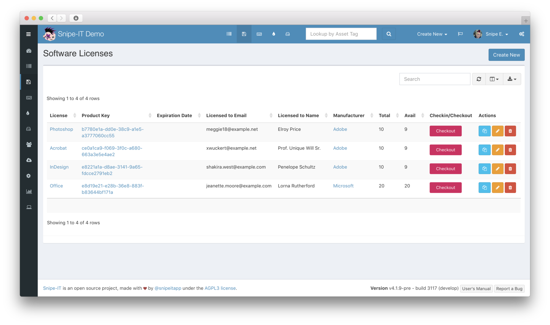 screenshot of Snipe-IT