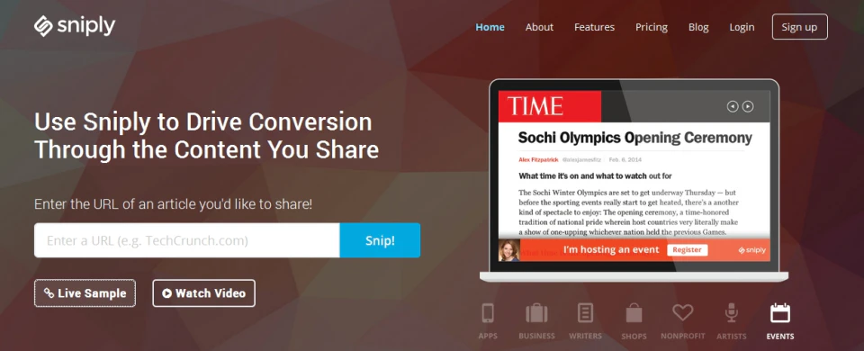 screenshot of Sniply