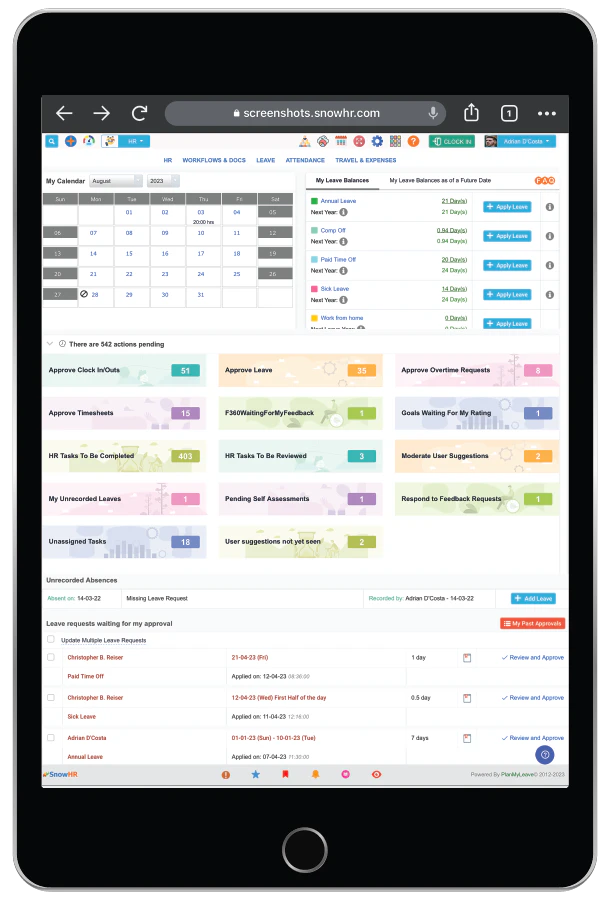 screenshot of SnowHR