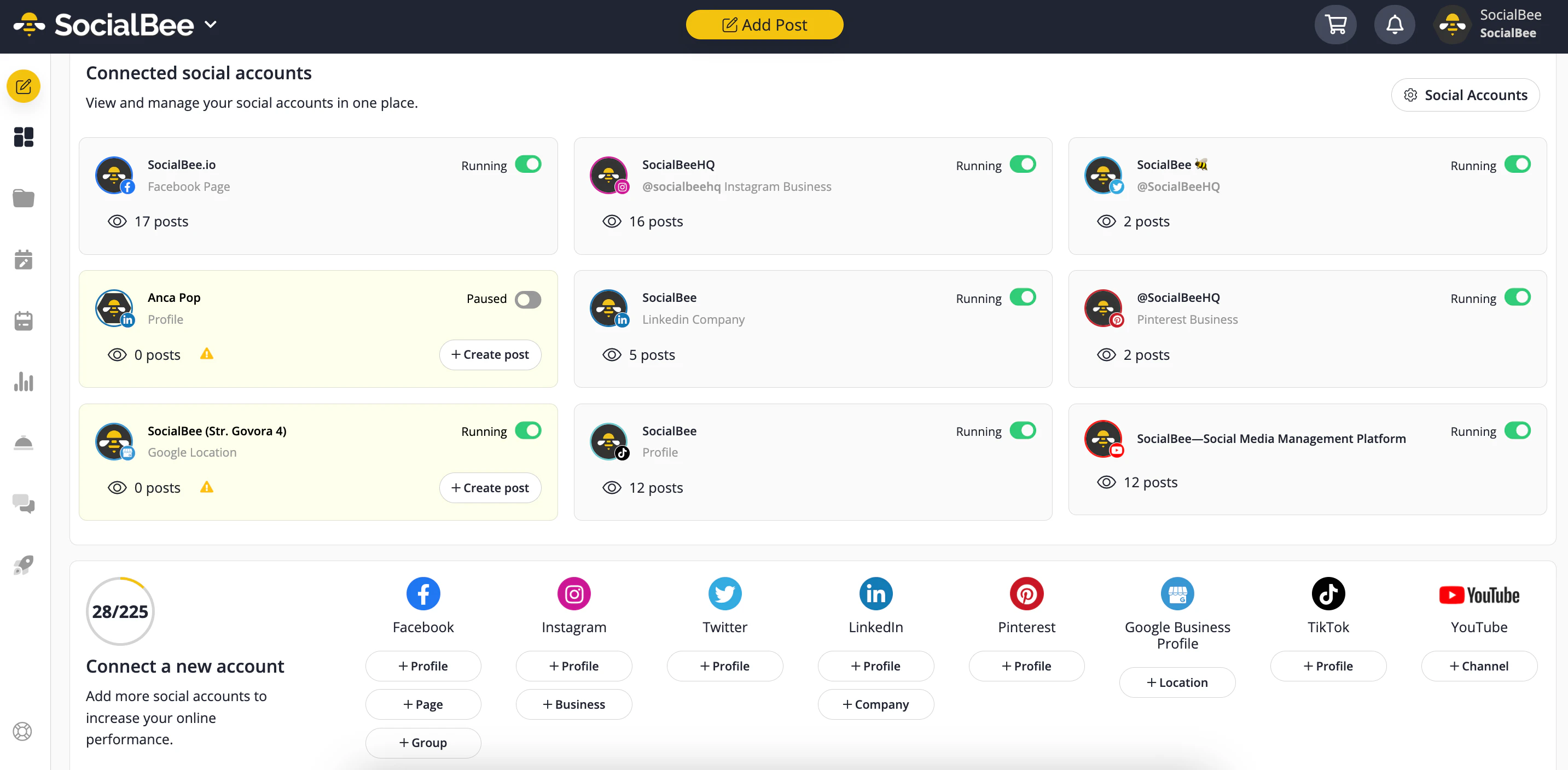screenshot of SocialBee