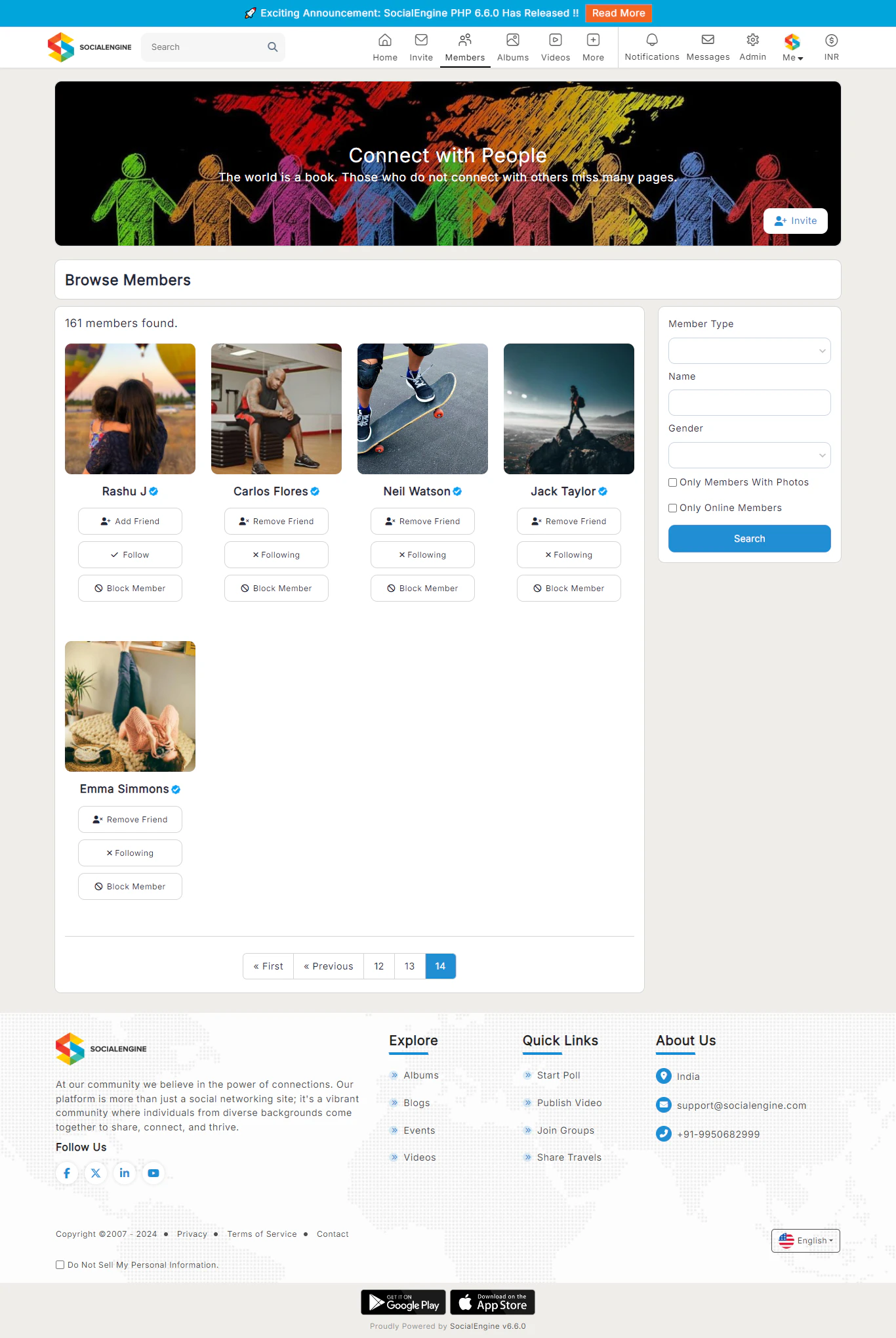 screenshot of SocialEngine