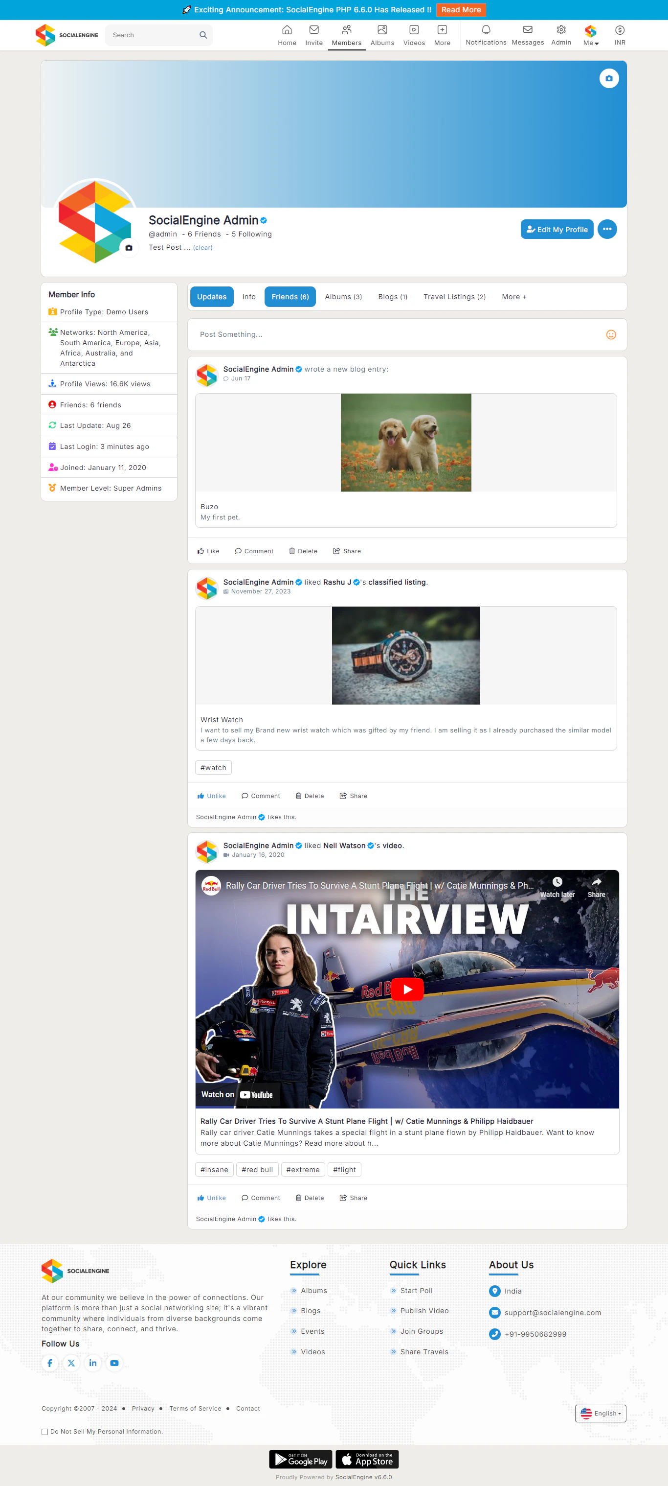 screenshot of SocialEngine