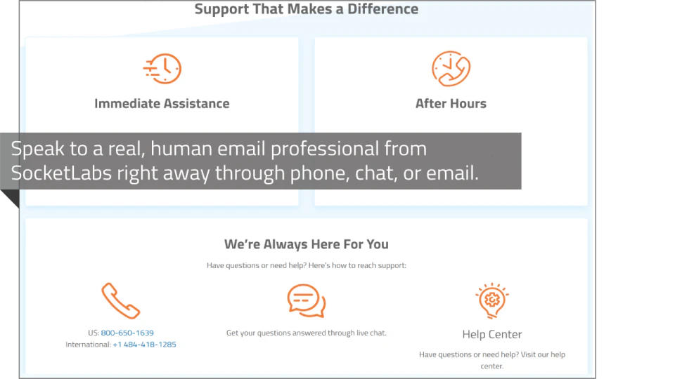 screenshot of SocketLabs