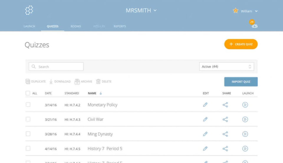 screenshot of Socrative