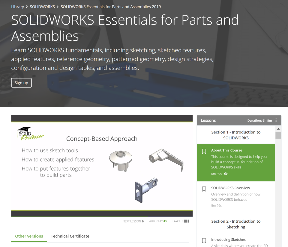 screenshot of SolidProfessor