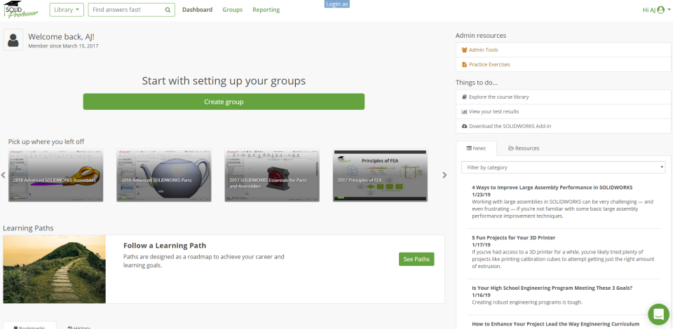 screenshot of SolidProfessor