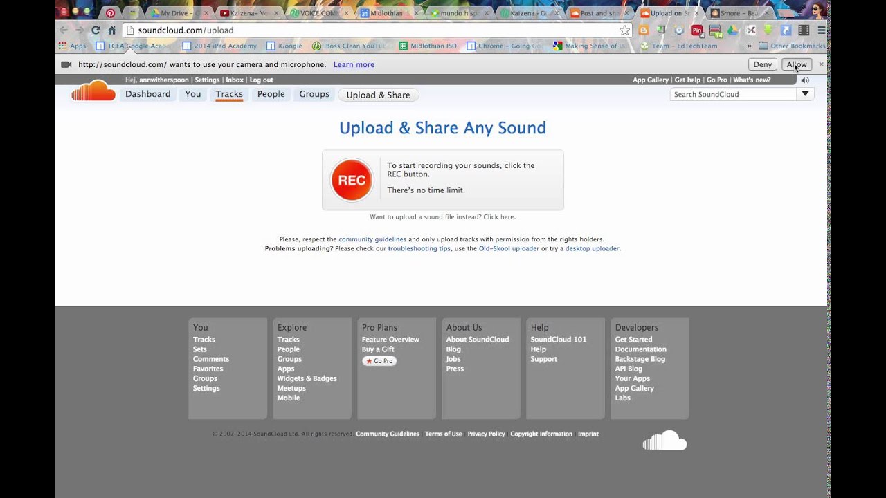 screenshot of SoundCloud