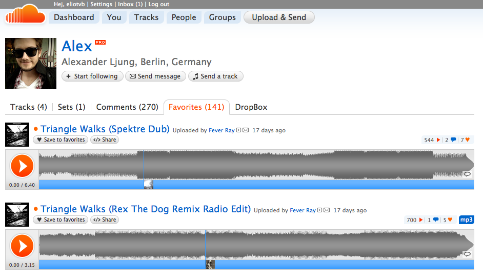 screenshot of SoundCloud