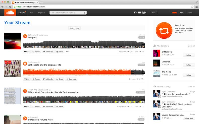 screenshot of SoundCloud