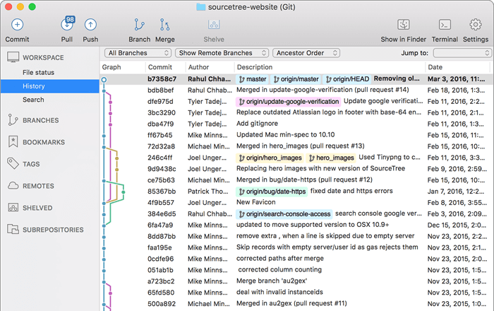 screenshot of Sourcetree