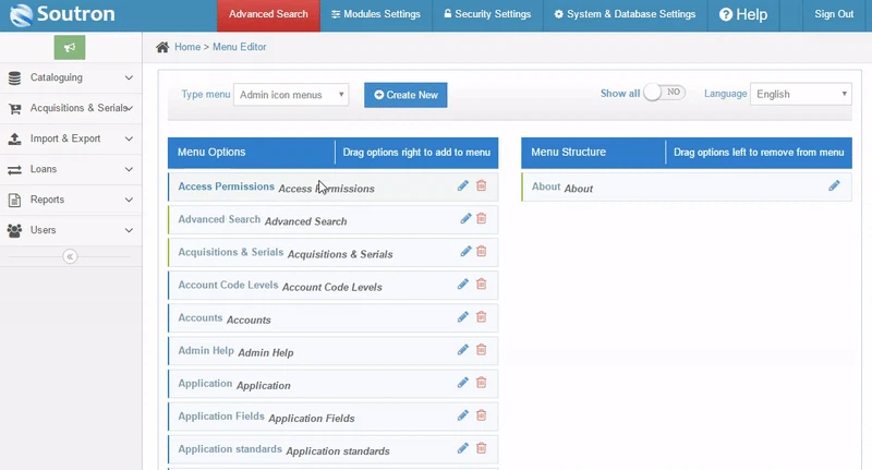screenshot of Soutron