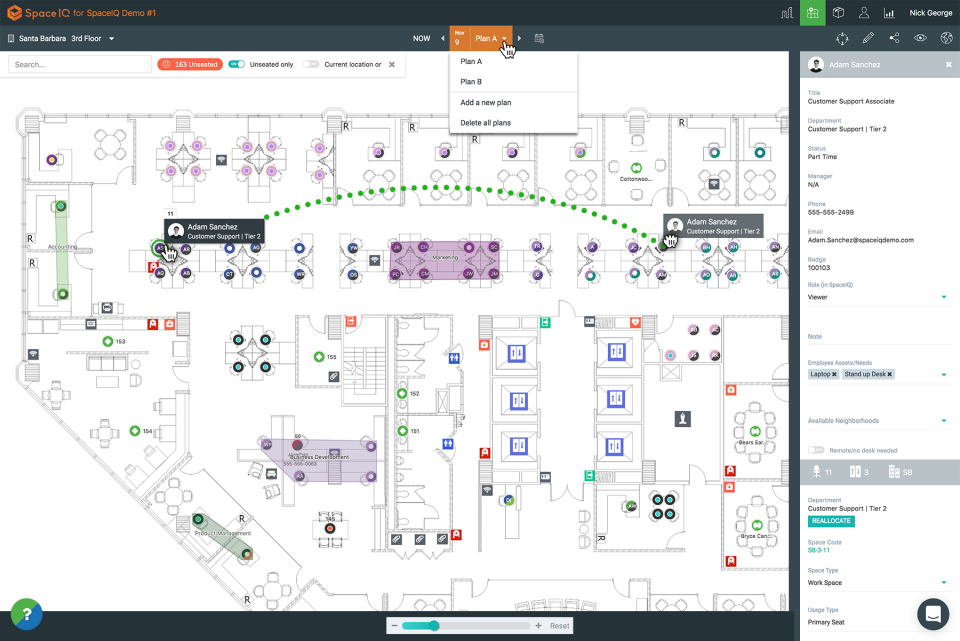 screenshot of SpaceIQ