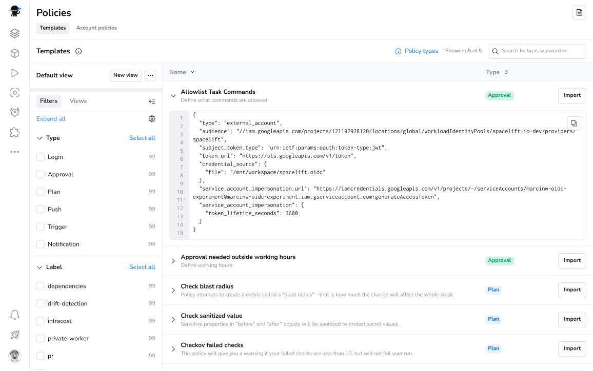 screenshot of Spacelift