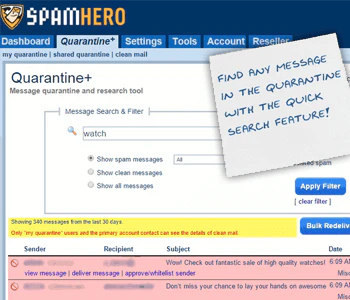 screenshot of SpamHero