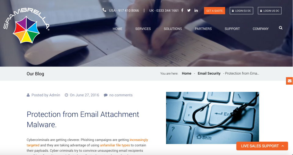 screenshot of Spambrella