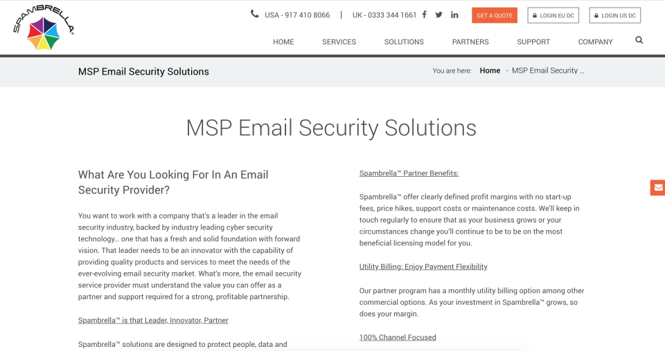 screenshot of Spambrella